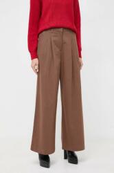 Pinko pantaloni de bumbac culoarea maro, lat, high waist 9BYX-SPD0R4_98X (102205.A1BB)