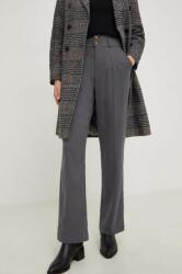 Answear Lab pantaloni din lână culoarea gri, drept, high waist BMYX-SPD031_90X