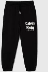 Calvin Klein Jeans pantaloni de trening pentru copii culoarea negru, cu imprimeu 9BYX-SPK04Y_99X