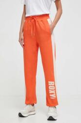 Roxy pantaloni de trening din bumbac culoarea portocaliu, cu imprimeu 9BYX-SPD057_22X