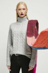MEDICINE pulover din amestec de lana femei, culoarea gri, cu guler ZBYX-SWD070_09M