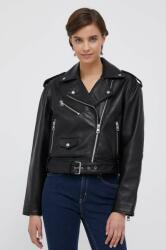 Calvin Klein Jeans geaca ramones de piele femei, culoarea negru, de tranzitie, oversize 9BYX-KUD01R_99X