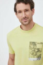 Calvin Klein tricou din bumbac culoarea galben, cu imprimeu PPYX-TSM0AS_10X