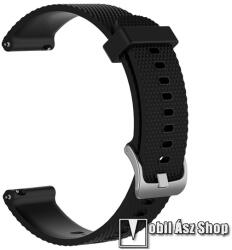 Okosóra szíj - szilikon, Csíkos mintás - FEKETE - SAMSUNG Galaxy Watch 42mm / Xiaomi Amazfit GTS / SAMSUNG Gear S2 / HUAWEI Watch GT 2 42mm / Galaxy Watch Active / Active 2
