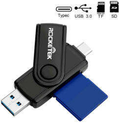 ROCKETEK USB-C 3.0 SD MicroSD TF kártyaolvasó és író adapter - USB Type C & USB-A (RT-OTGC37)