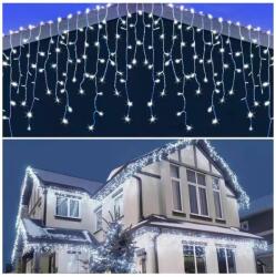 GimiHome Instalatie de Craciun, tip turturi cu lumina led albastra, franjuri, 96 leduri, 3M, 8031B