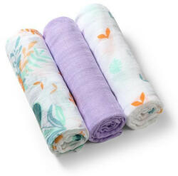BabyOno 3 db-os színes, mintás textil pelenka bambusz - orgona