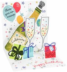  Popshots képeslap, négyzet, pezsgősüveg poharakkal, Celebration (PS1453)