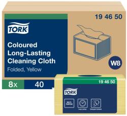 Tork színes többször használható tisztítókendő W8 1 rétegű, sárga, 8x40 lap/cs SCA194650