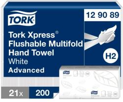 Tork Xpress Soft toalettbe dobható Multifold hajtogatott kéztörlő H2 Advanced fehér, 2 rétegű 21 x 25, 5 cm SCA129089