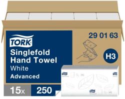 Tork Advanced Singlefold Z hajtogatott kéztörlő, soft H3 2 rétegű, fehér, 15x250lap SCA290163
