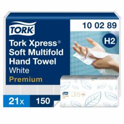Tork Xpress Soft Multifold hajtogatott kéztörlő H2 Premium fehér, 2 rétegű, 21x25, 5 cm SCA100289