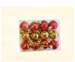 Műanyag gömb 3 cm-es, 12 db-os - arany, piros