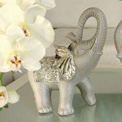  Matt ezüst színű elefánt kerámia szobor ezüst fülekkel 19cm