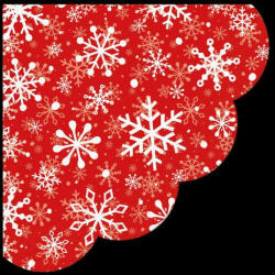 PAW Christrmas Snowflakes light red papírszalvéta dia 32cm, 12db-os