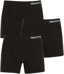 Nedeto 3PACK Férfi boxeralsó Nedeto varrás nélküli bambusz fekete (3NDTB001S) XL