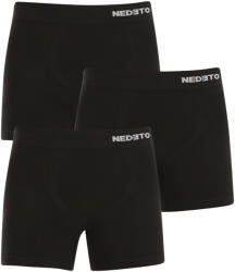 Nedeto 3PACK Férfi boxeralsó Nedeto varrás nélküli bambusz fekete (3NDTB001S) XXL