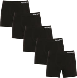 Nedeto 5PACK Férfi boxeralsó Nedeto varrás nélküli bambusz fekete (5NDTB001S) XL