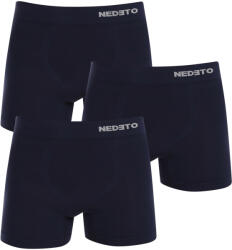 Nedeto 3PACK Férfi boxeralsó Nedeto varrat nélküli bambusz kék (3NDTB002S) XL