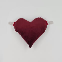 INAANI szeretetkapocs - bársony, szív alakú párna - szeder szín (IN0097)