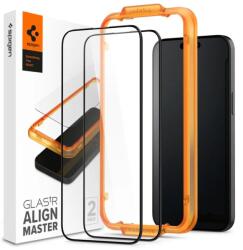 Spigen Folie sticlaSpigen Glass tR AlignMaster 2 Pack iPhone 15 Pro Max FC Black (AGL06875)