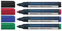 Schneider Tábla- és flipchart marker készlet 2-3mm, kerek végű Schneider Maxx 290, 4 klf. szín (129094) - irodaitermekek