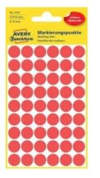 Avery Etikett címke, o12mm, jelölésre, 54 címke/ív, 5 ív/doboz, Avery piros (3141) - irodaitermekek