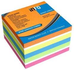 Info notes Jegyzettömb öntapadó, 75x75mm, 450lap, Info Notes intenzív narancs, sárga, kék, zöld, pink (5654-53) - irodaitermekek