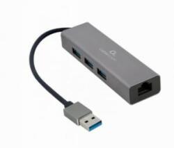Gembird USB Gigabit hálózati adapter 3 portos USB 3.0 Hub-bal szürke (A-AMU3-LAN-01)