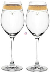 D&D Üveg pohár arany szegéllyel, swarovski dísszel bor 360ml átlátszó 2-db-os szett (8588006988765)