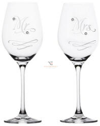 D&D Kristály üveg pohár swarovski dísszel "Mr+Mrs" üveg 360 ml 2 db-os szett (8588008074008)