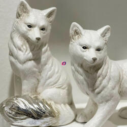 Decoration & Design Róka ülő porcelán 8, 2x7, 5x12, 5cm fehér, ezüst (DD62682)