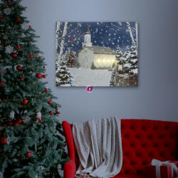 Family LED-es fali hangulatkép téli táj 2 x AA, 48 x 38 cm (58473)