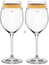 D&D Üveg pohár arany szegéllyel, swarovski dísszel bor 470ml átlátszó 2-db-os szett (8588006988772)