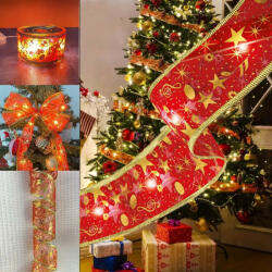 Family Collection Karácsonyi szalag led világítással, piros 2m, elemes (58933A)
