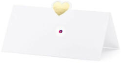 D&D Ültetőkártya szívvel 10x5 cm fehér, arany 10 db-os szett (WS10019ME)