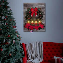 Family Karácsonyi LED-es hangulatkép fali akasztóval, 2 x AA, 30 x 40 cm (58468)