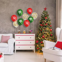Family Collection Lufi szett piros, zöld, arany, karácsonyi motívumokkal 12 db / csomag (58754)