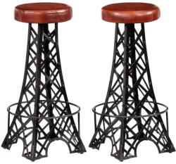 Luxury Design Scaune rotunde bar, design tip Turnul Eiffel, piele naturala, Maro (v-247659)
