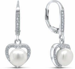 Brilio Silver Cercei de argint eleganți cu perle și zirconii EA87