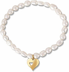 JwL Luxury Pearls Brățară fină din perle adevărate cu inimă placată cu aur JL0691