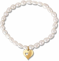 JwL Luxury Pearls Gyengéd karkötő valódi gyöngyből aranyozott szívvel JL0691