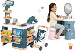 Smoby Set magazin electronic cu cântar și scaner Super Market și măsuță cosmetică Smoby cu scăunel și oglindă (SM350239-1)