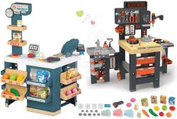 Smoby Set magazin electronic cu cântar și scaner Super Market și atelier de lucru Smoby cu trei părți și mașinuță pliabilă (SM350239-5)