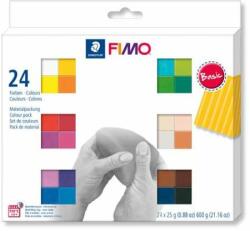 FIMO Clay, set, 24x25g, combustibil, FIMO Soft Basic, 24 de culori diferite (8023 C24-1)