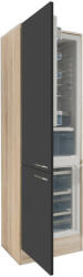 Leziter Yorki 60-as alulfagyasztós hűtős kamra szekrény sonoma tölgy korpusz selyemfényű antracit fronttal (YKAFH60STSA) - geminiduo