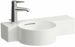 Laufen VAL Kézmosó, kör alakú, jobb oldali polccal, 430 mm-re vágható, 1 csaplyukkal bal oldalon, Fehér LCC Active bevonattal H815283A001051 (H815283A001051)