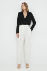 Elisabetta Franchi pantaloni din lana femei, culoarea bej, fason tigareta, high waist 9BYY-SPD0LE_01X