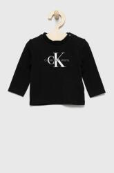 Calvin Klein longsleeve copii culoarea negru, cu imprimeu 9BYY-BUK001_99X