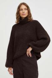 Gestuz pulover de lana femei, culoarea maro, călduros, cu guler 9BYX-SWD1G3_89X